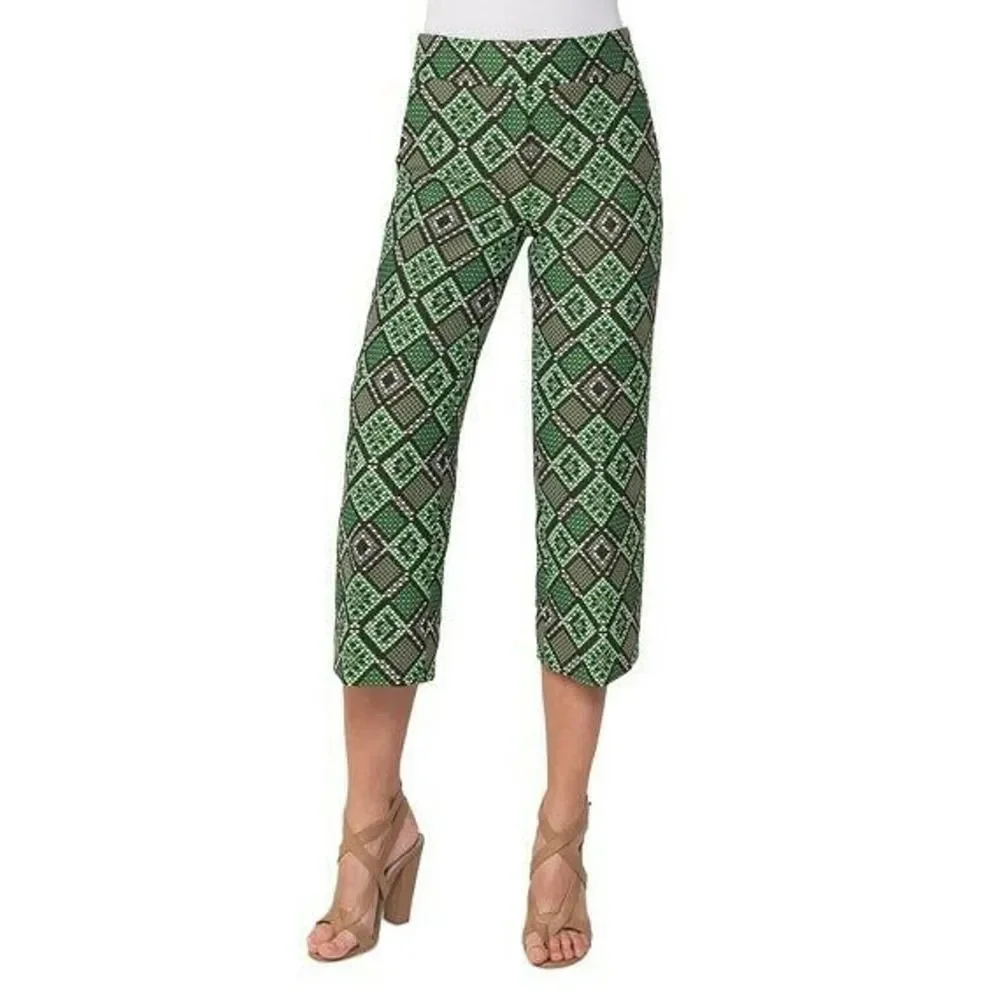 Akris Punto Pants sz 10 Madison Print Jacquard Crop In Agave geometric NWT - Picture 10 of 10